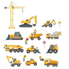 Excavator Wall Sticker Construction Truck DIY Party Favor For Kids