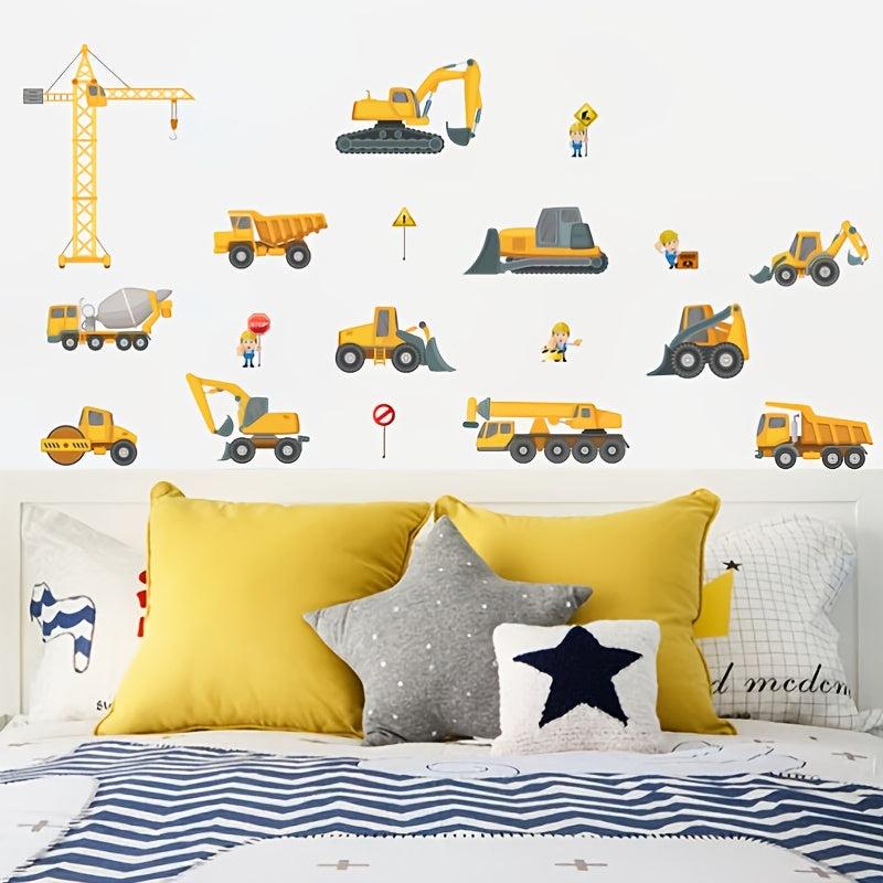 Excavator Wall Sticker Construction Truck DIY Party Favor For Kids
