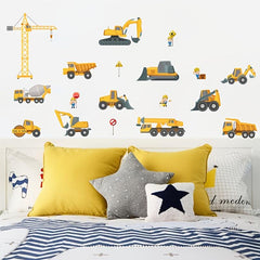 Excavator Wall Sticker Construction Truck DIY Party Favor For Kids