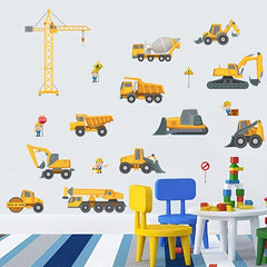 Excavator Wall Sticker Construction Truck DIY Party Favor For Kids