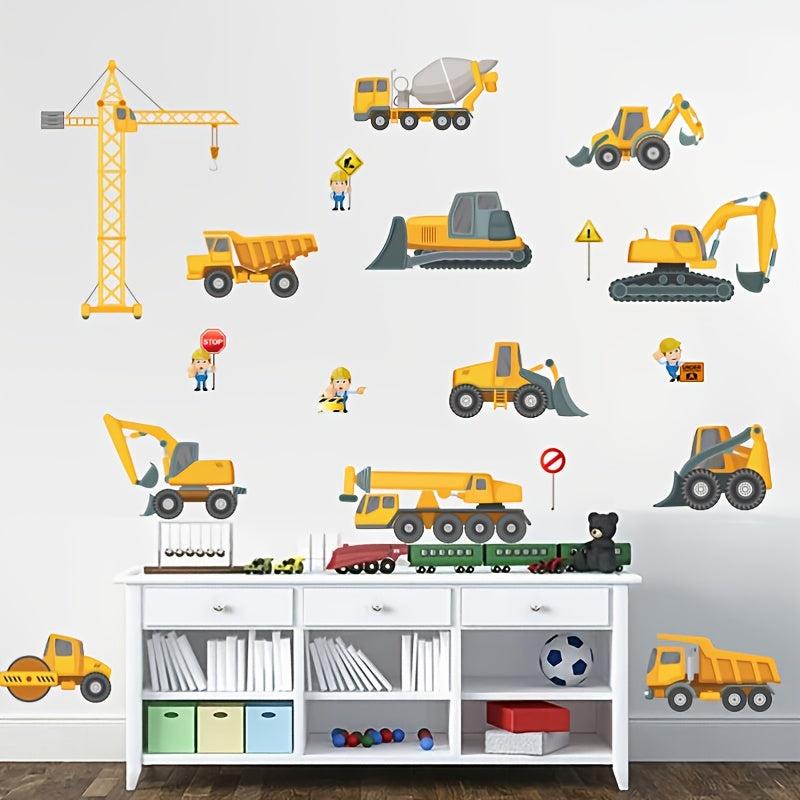 Excavator Wall Sticker Construction Truck DIY Party Favor For Kids