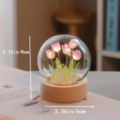Christmas Mini Tulip Night Light Glass Ornament for Bedroom Decor