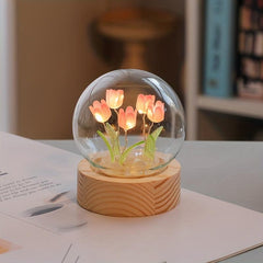 Christmas Mini Tulip Night Light Glass Ornament for Bedroom Decor