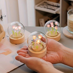 Christmas Mini Tulip Night Light Glass Ornament for Bedroom Decor