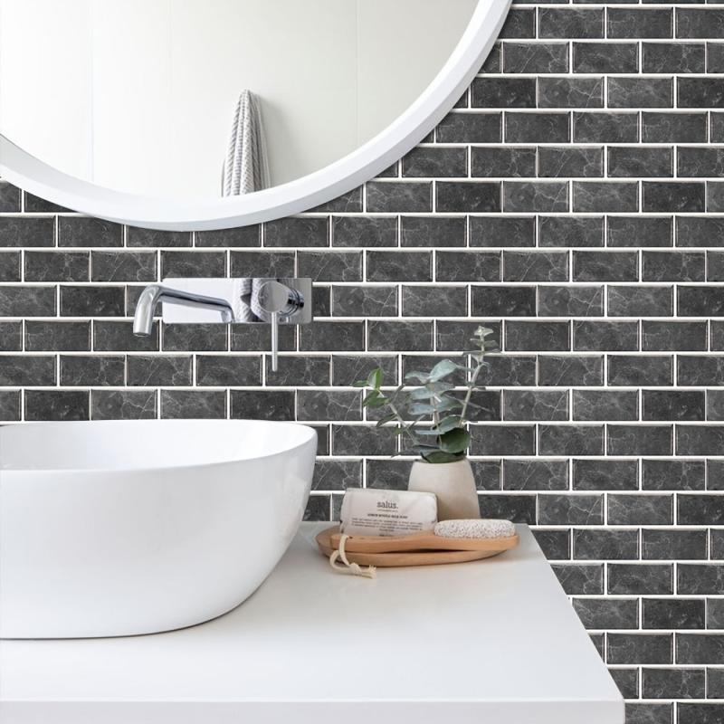 6pcs Retro Checkered Tile Ceramic Marble Colorful Waterproof Wall Decal Stickers