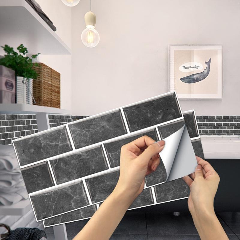 6pcs Retro Checkered Tile Ceramic Marble Colorful Waterproof Wall Decal Stickers