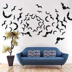16pcs Halloween PVC 3D Bats Wall Decor Set