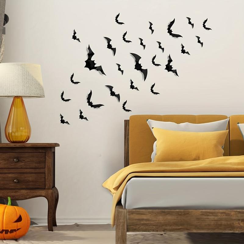 16pcs Halloween PVC 3D Bats Wall Decor Set