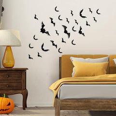 16pcs Halloween PVC 3D Bats Wall Decor Set