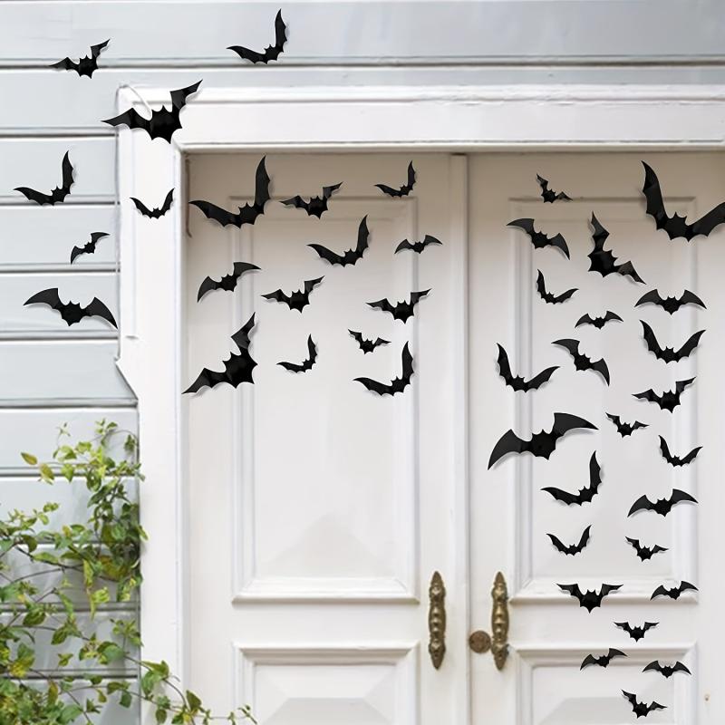 16pcs Halloween PVC 3D Bats Wall Decor Set