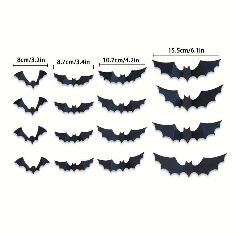 16pcs Halloween PVC 3D Bats Wall Decor Set