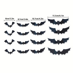 16pcs Halloween PVC 3D Bats Wall Decor Set