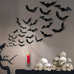 16pcs Halloween PVC 3D Bats Wall Decor Set