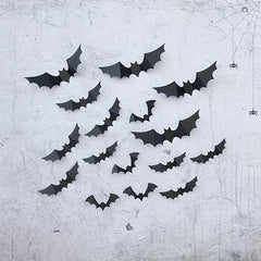 16pcs Halloween PVC 3D Bats Wall Decor Set