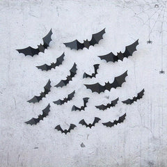 16pcs Halloween PVC 3D Bats Wall Decor Set