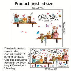 Retro Tableware Butterfly Love English Kitchen Wall Stickers