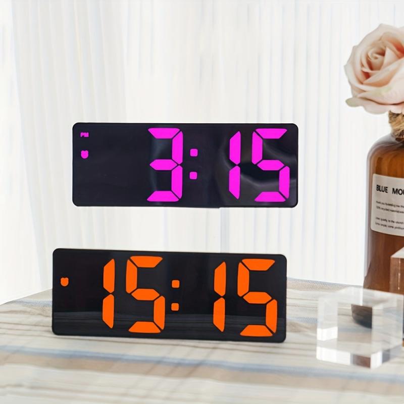 Voice Control Digital Alarm Clock Date TEMP Night Mode Snooze Table Clock