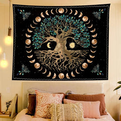 Tree Of Life Wall Tapestry Sun Moon Star Tapestries Wall Hanging