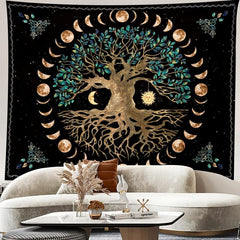 Tree Of Life Wall Tapestry Sun Moon Star Tapestries Wall Hanging
