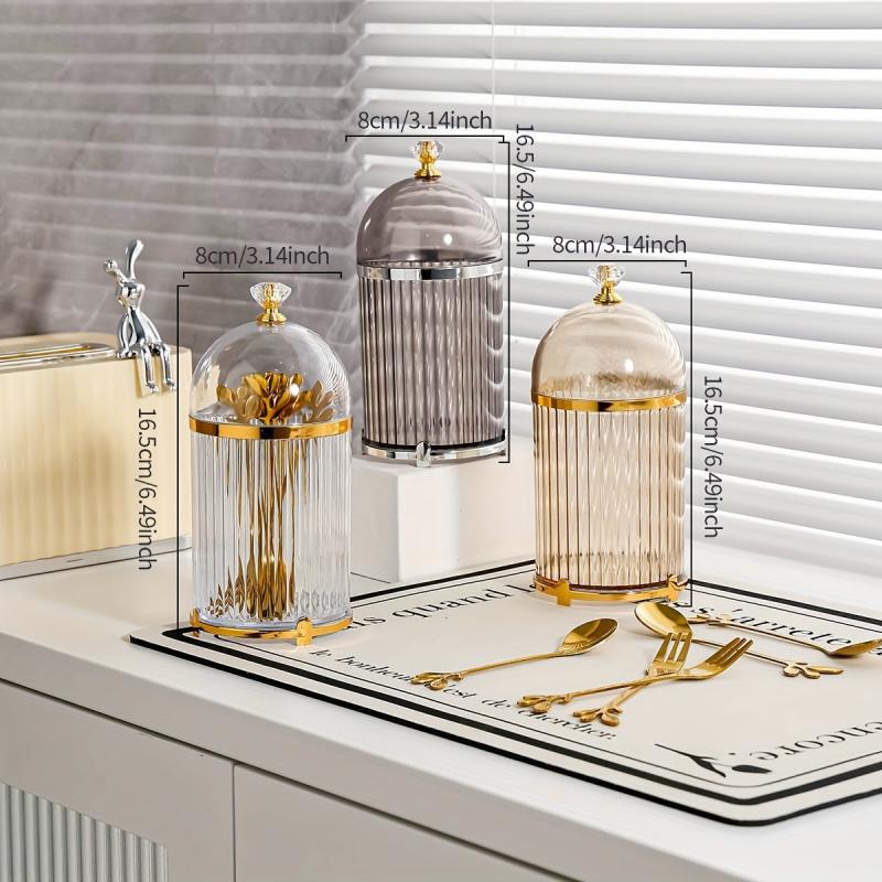 Transparent Fruit Fork Storage Box with Lid for Kitchen