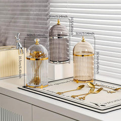 Transparent Fruit Fork Storage Box with Lid for Kitchen