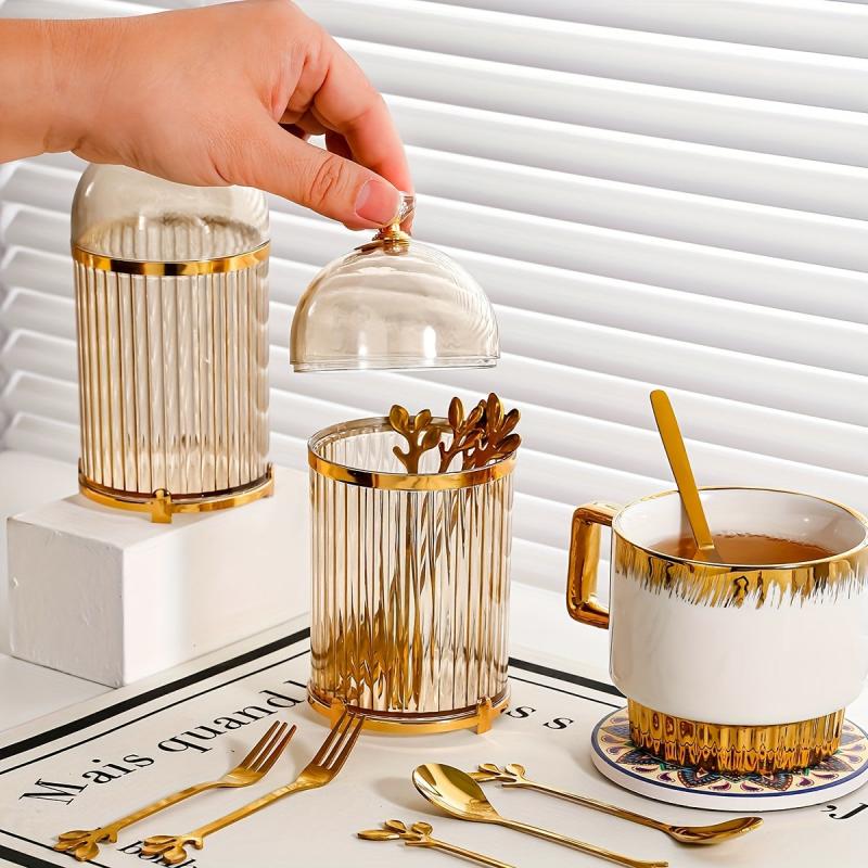 Transparent Fruit Fork Storage Box with Lid for Kitchen