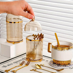 Transparent Fruit Fork Storage Box with Lid for Kitchen