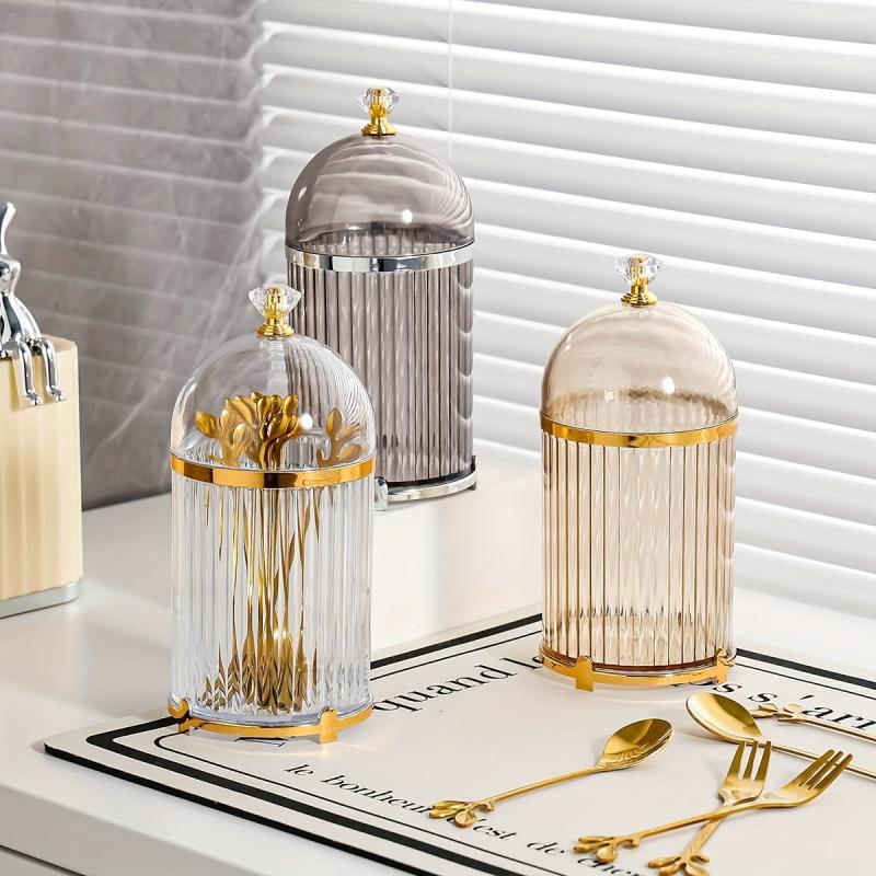 Transparent Fruit Fork Storage Box with Lid for Kitchen