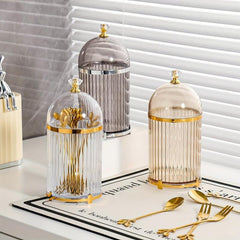 Transparent Fruit Fork Storage Box with Lid for Kitchen