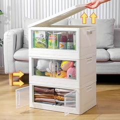 Large Capacity Double Door Storage Box for Clothes Toys and Snacks
