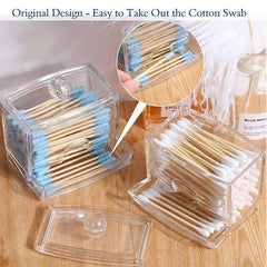 Cotton Swab Pads Holder Clear Dispenser Apothecary Jar