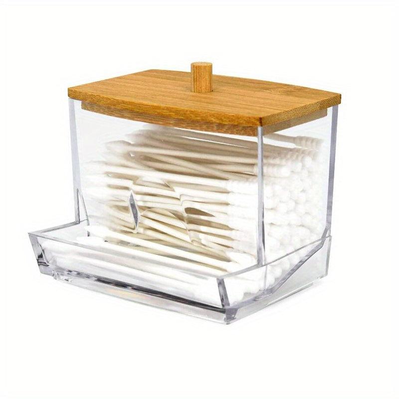 Cotton Swab Pads Holder Clear Dispenser Apothecary Jar