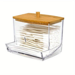 Cotton Swab Pads Holder Clear Dispenser Apothecary Jar