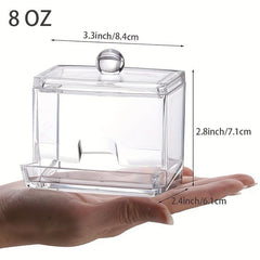 Cotton Swab Pads Holder Clear Dispenser Apothecary Jar