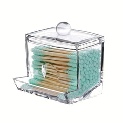 Cotton Swab Pads Holder Clear Dispenser Apothecary Jar