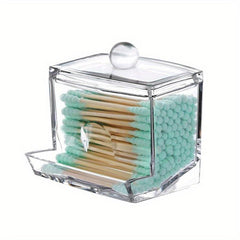 Cotton Swab Pads Holder Clear Dispenser Apothecary Jar