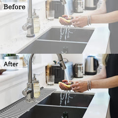 Gray Silicone Faucet Sink Splash Guard Mat for Bathroom Counter
