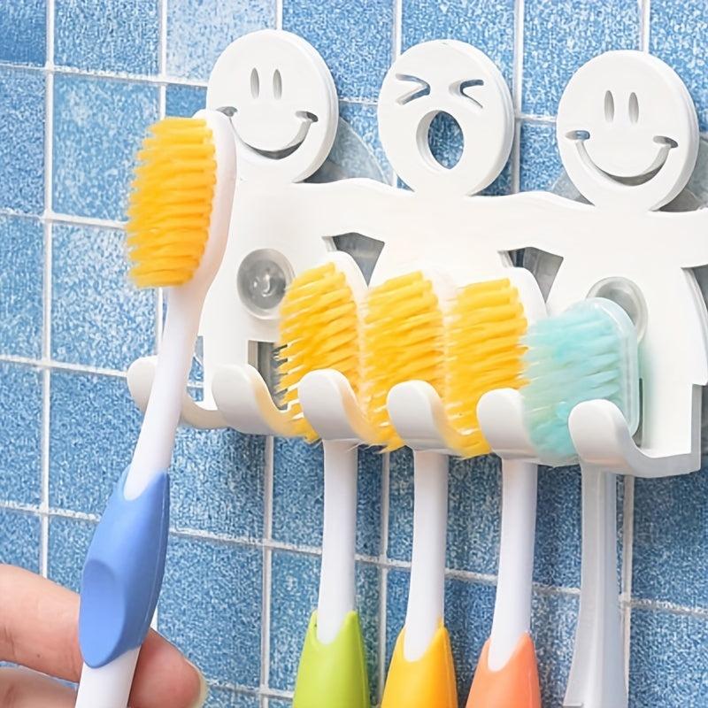 Toothbrush Holder Suction Cup 5 Position Cartoon Smile Bathroom Sets