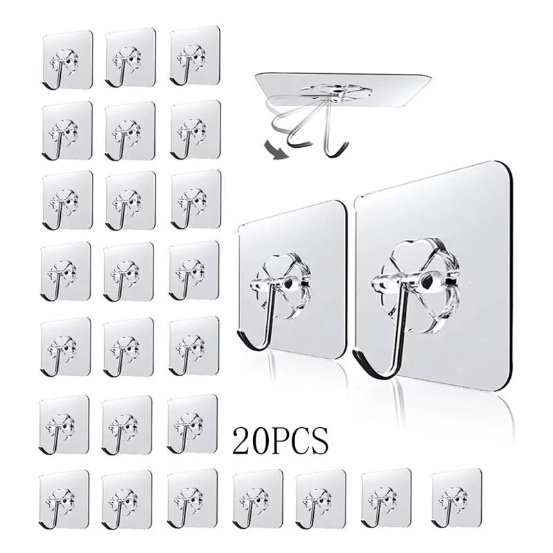 Self Adhesive Single Hook Wall Hanging Storage Hook - 5/10/15/20pcs