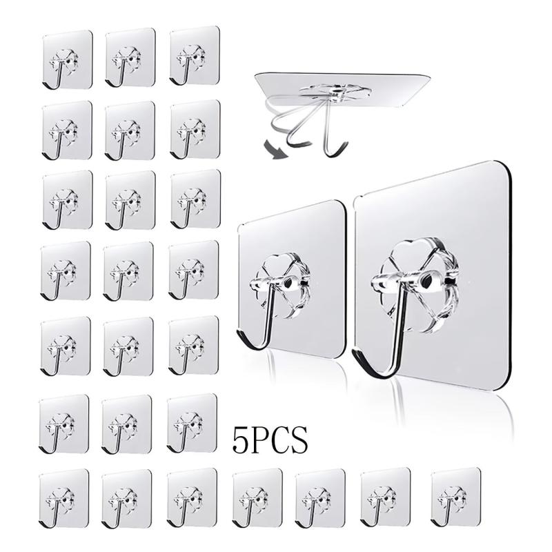 Self Adhesive Single Hook Wall Hanging Storage Hook - 5/10/15/20pcs