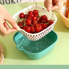 6pcs Double Layered Drain Baskets Stackable Colander Food Strainer