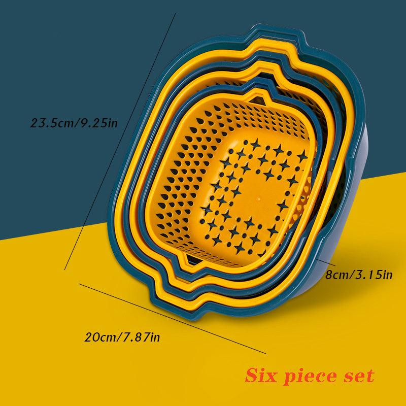 6pcs Double Layered Drain Baskets Stackable Colander Food Strainer
