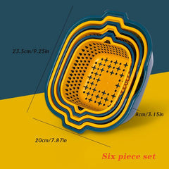 6pcs Double Layered Drain Baskets Stackable Colander Food Strainer