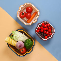 6pcs Double Layered Drain Baskets Stackable Colander Food Strainer