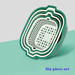 6pcs Double Layered Drain Baskets Stackable Colander Food Strainer
