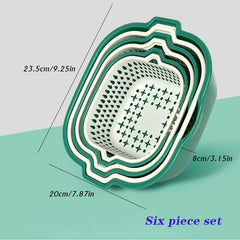 6pcs Double Layered Drain Baskets Stackable Colander Food Strainer