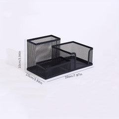 Iron Mesh Pen Holder 3 Grids Desk Storage Box Large Capacity Organizer