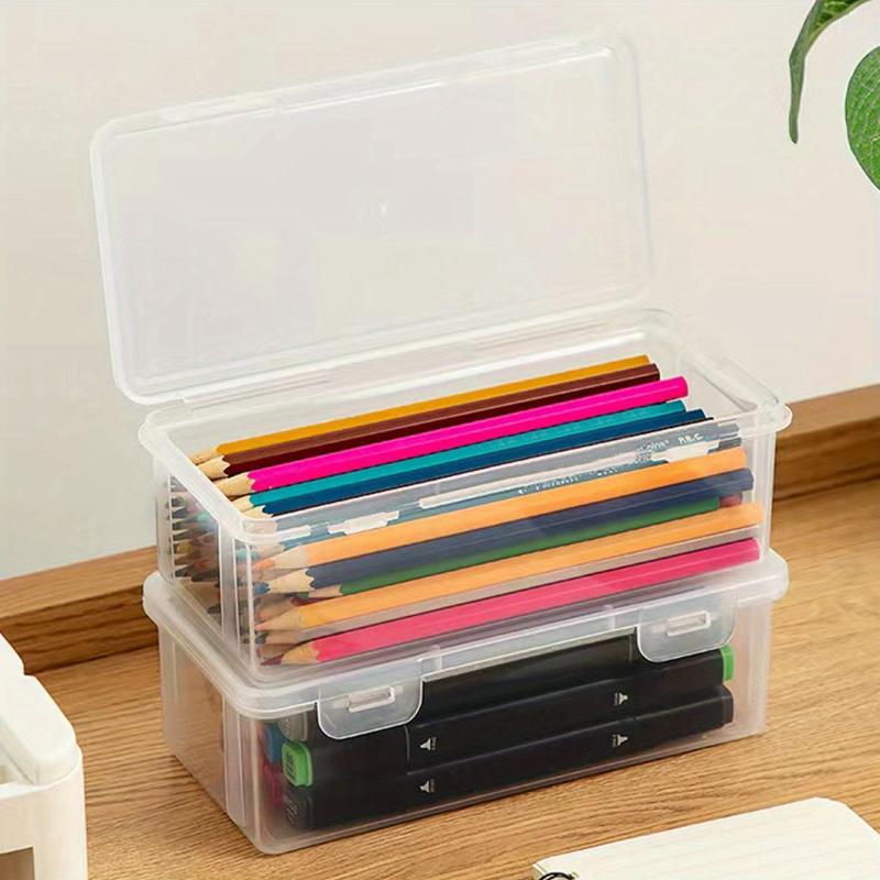 Large Capacity Storage Box w/ Snap Lid - School Supplies Organizer