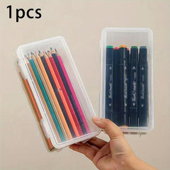 Large Capacity Storage Box w/ Snap Lid - School Supplies Organizer