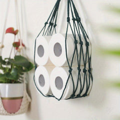 Bohemian Style Rope Wall Hanging Paper Towel Holder & Storage Rack